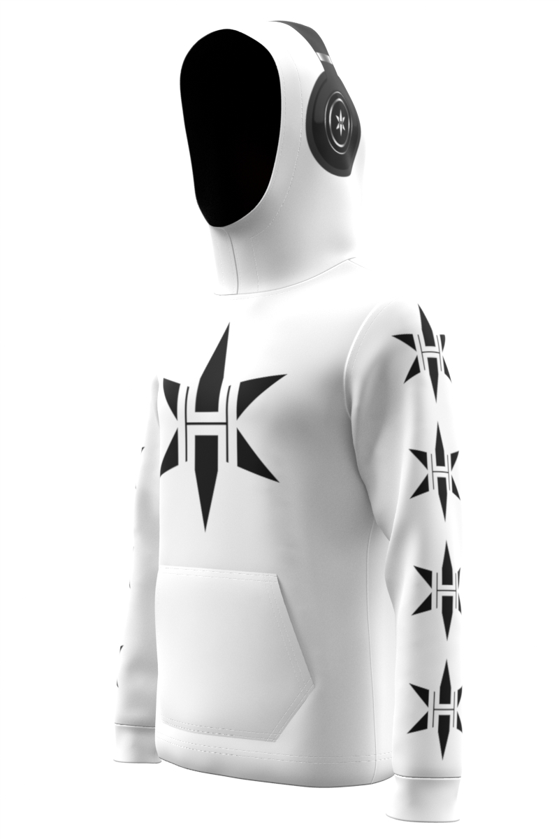 HEATHER HEADPHONE HOODIE ZIP UP WHITE